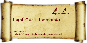 Lopóczi Leonarda névjegykártya